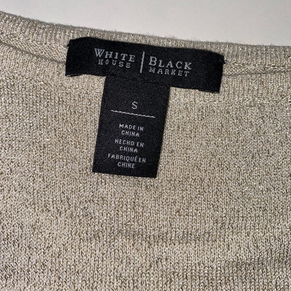 WHITE HOUSE BLACK MARKET ASYMMETRICAL HEM FRINGE TOP LONG SLEEVES WITH GLITTER - Picture 5 of 10